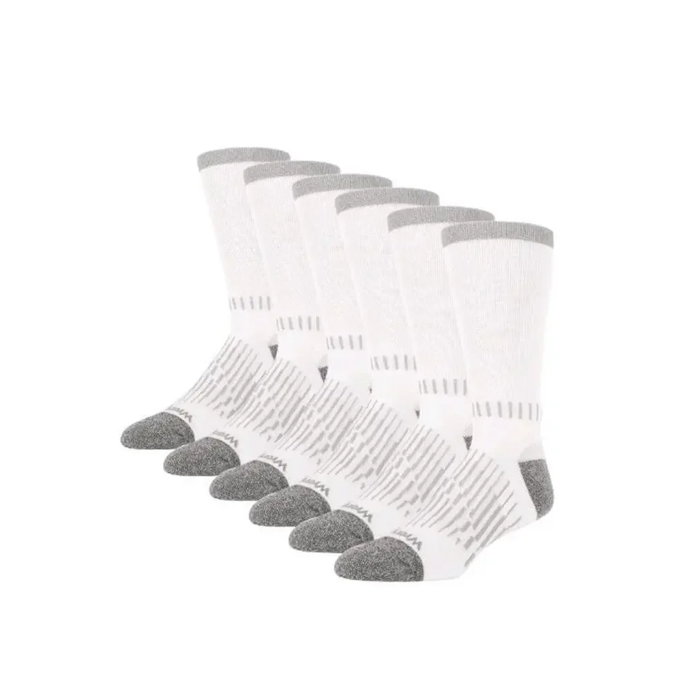 Wrangler 6 Pair Men Ultimate Durable Work Socks Sz 6-12 Reinforced Toe White New